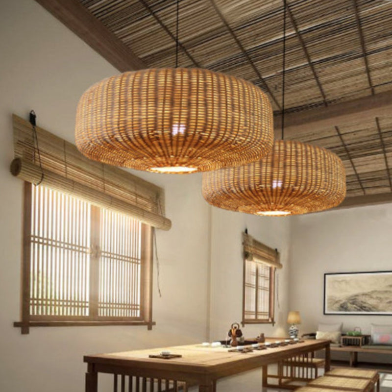 Symmetrical Woven Wicker Pendant