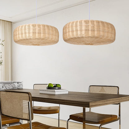 Symmetrical Woven Wicker Pendant