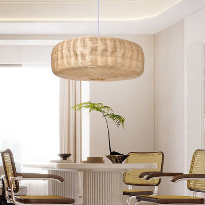 Symmetrical Woven Wicker Pendant