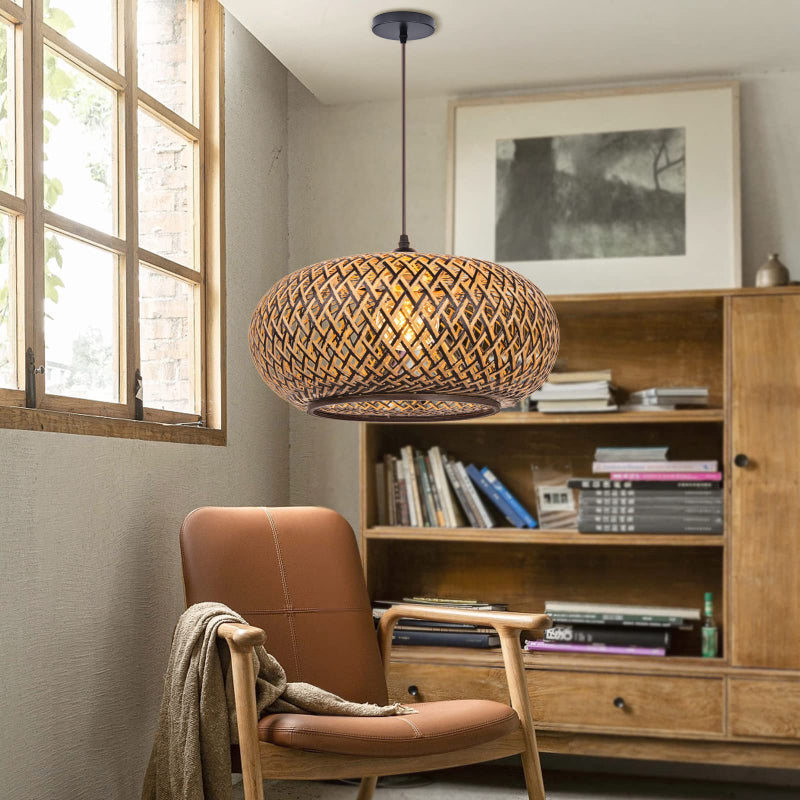 Boho Bamboo Coastal Pendant Light
