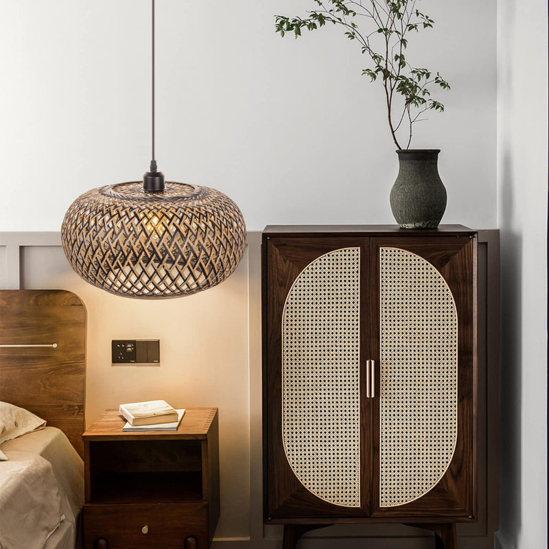 Boho Bamboo Coastal Pendant Light