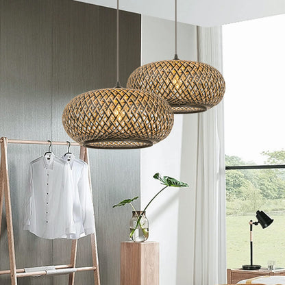 Boho Bamboo Coastal Pendant Light
