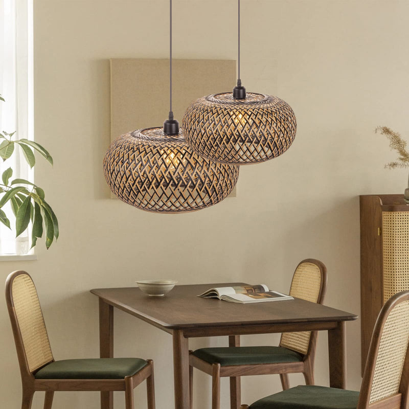 Boho Bamboo Coastal Pendant Light