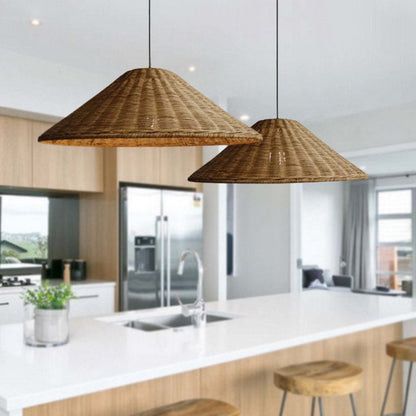 Wicker Cone Shade Rattan Pendant