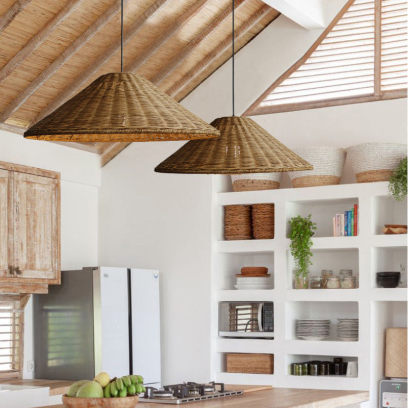 Wicker Cone Shade Rattan Pendant