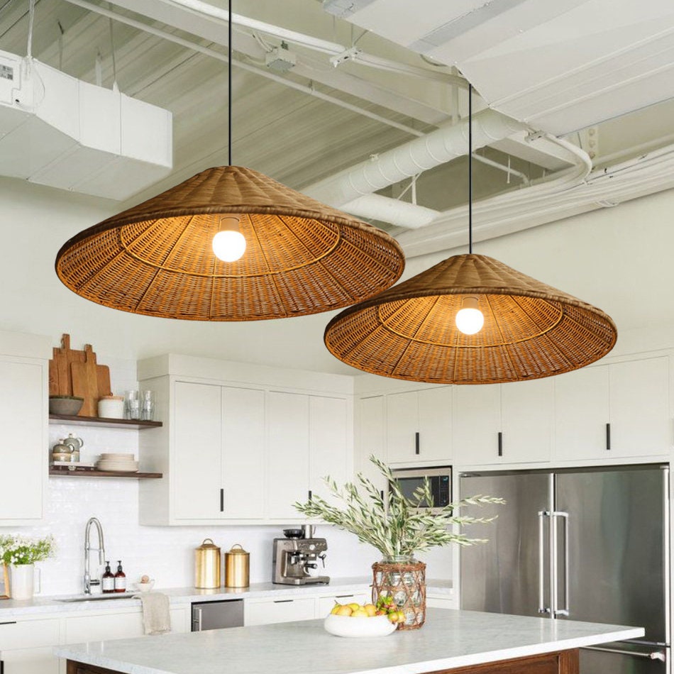 Wicker Cone Shade Rattan Pendant