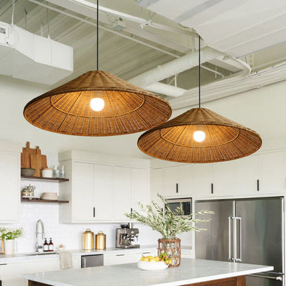 Wicker Cone Shade Rattan Pendant