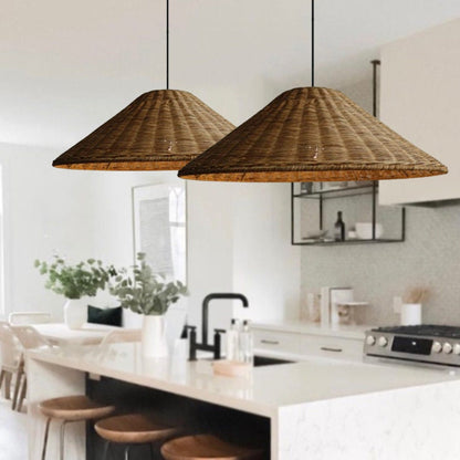 Wicker Cone Shade Rattan Pendant