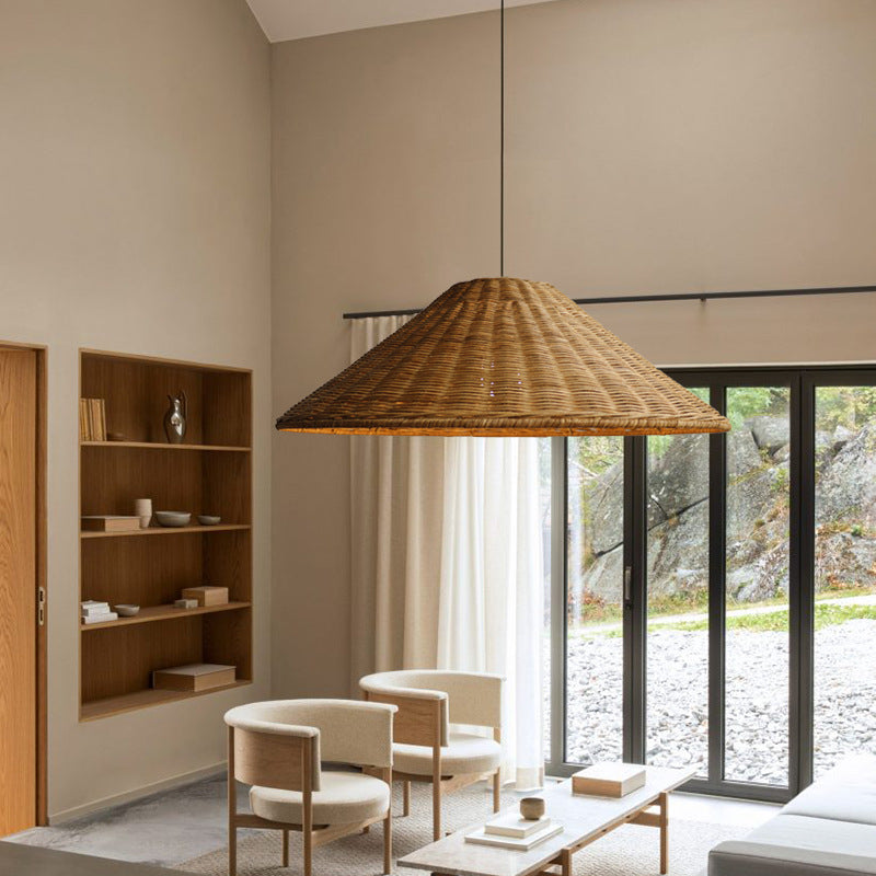 Wicker Cone Shade Rattan Pendant
