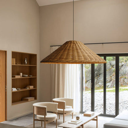 Wicker Cone Shade Rattan Pendant