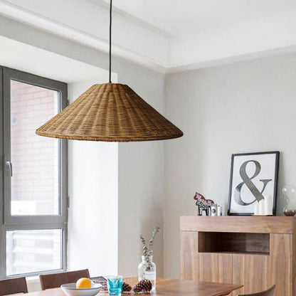 Wicker Cone Shade Rattan Pendant