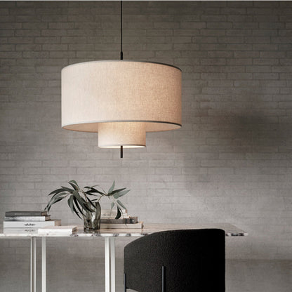 Modern Fabric Shade Pendant Lights Cylinder Shape-[Modern pendant lighting for bedroom and living space]-Demolights UK