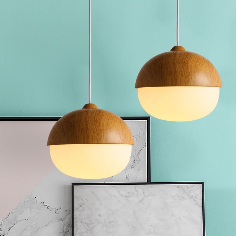 Wooden 1 Light Nut Shaped Pendant Light-[Modern pendant lighting for bedroom and living space]-Demolights UK