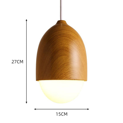 Acorn Wood-Grain Frosted Glass Pendant