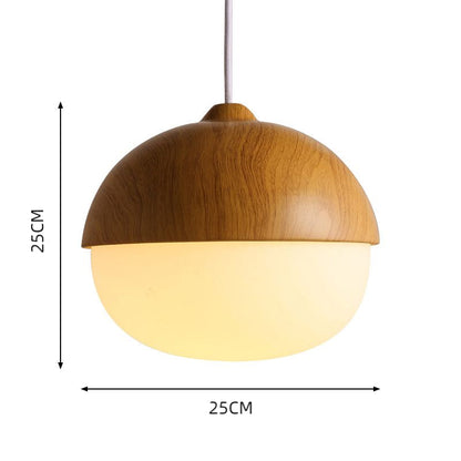 Acorn Wood-Grain Frosted Glass Pendant