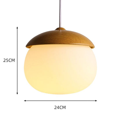 Acorn Wood-Grain Frosted Glass Pendant