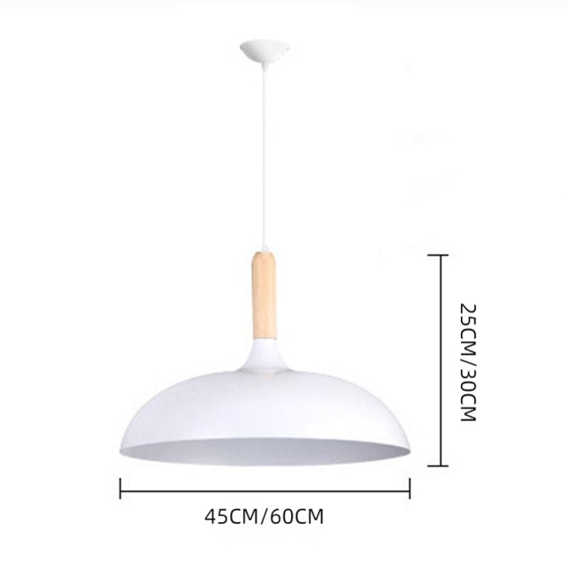 Wood and Metal Dome Pendant Light