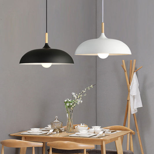 Dome Pendant Lighting Fixtures Modern Wood 1 Light-[Modern pendant lighting for bedroom and living space]-Demolights UK