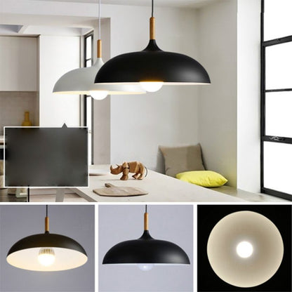 Wood and Metal Dome Pendant Light