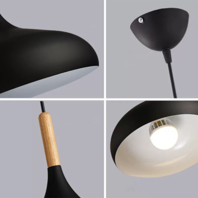 Wood and Metal Dome Pendant Light