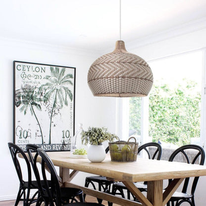 White Woven Rattan Pendant Light