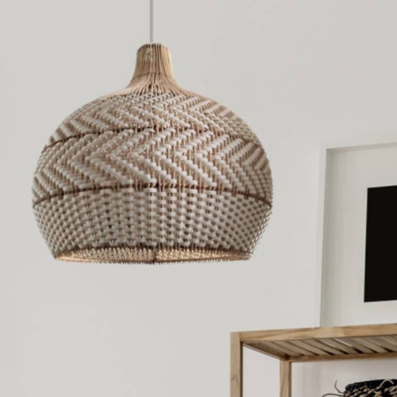 White Woven Rattan Pendant Light