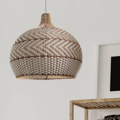 White Woven Rattan Pendant Light