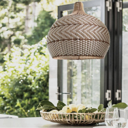 White Woven Rattan Pendant Light