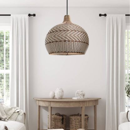 White Woven Rattan Pendant Light