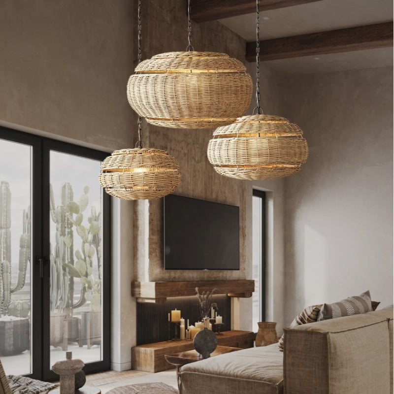 Minimalist Wicker Woven Pendant Shade