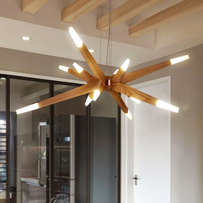 Solid Ash Starburst Chandelier, 12 Light