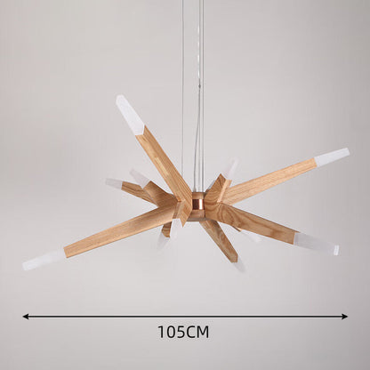 Solid Ash Starburst Chandelier, 12 Light