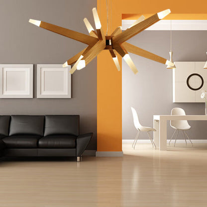 Solid Ash Starburst Chandelier, 12 Light