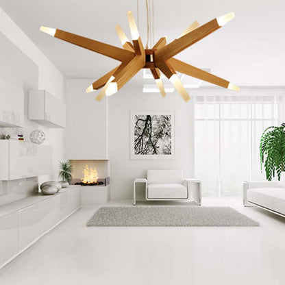 Solid Ash Starburst Chandelier, 12 Light
