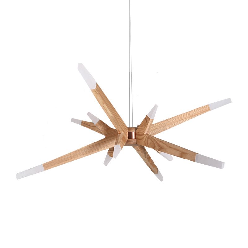 Solid Ash Starburst Chandelier, 12 Light