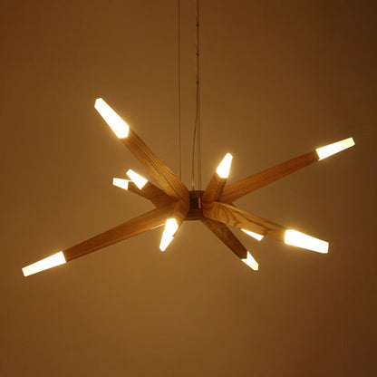 Solid Ash Starburst Chandelier, 12 Light