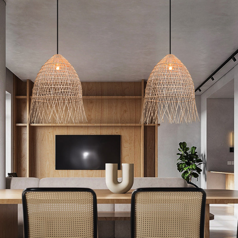 Handwoven Rattan Vertical Pendant