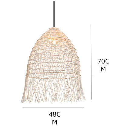 Handwoven Rattan Vertical Pendant