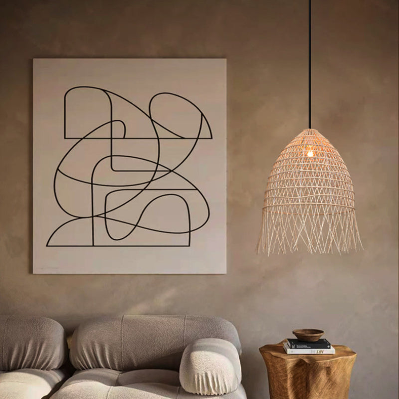 Handwoven Rattan Vertical Pendant