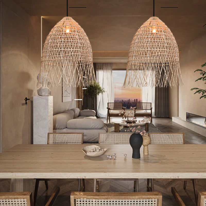 Handwoven Rattan Vertical Pendant
