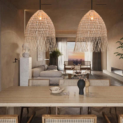 Handwoven Rattan Vertical Pendant