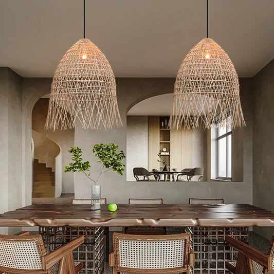 Handwoven Rattan Vertical Pendant
