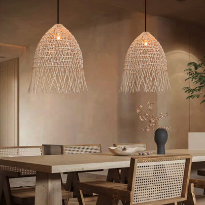 Handwoven Rattan Vertical Pendant