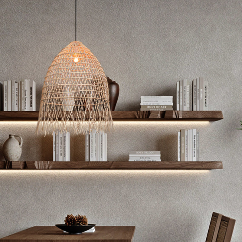 Handwoven Rattan Vertical Pendant