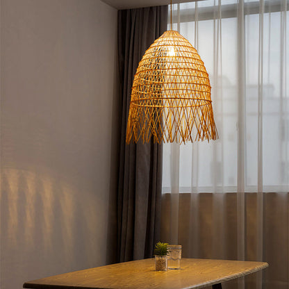 Handwoven Rattan Vertical Pendant