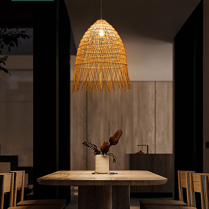 Handwoven Rattan Vertical Pendant