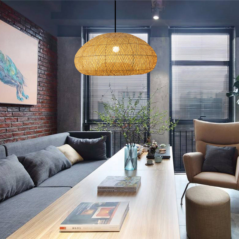 Beige Handmade Bamboo Pendant Light