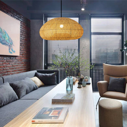 Beige Handmade Bamboo Pendant Light