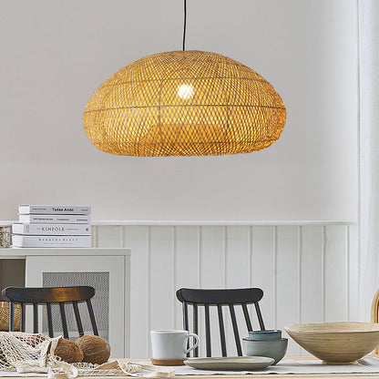 Beige Handmade Bamboo Pendant Light