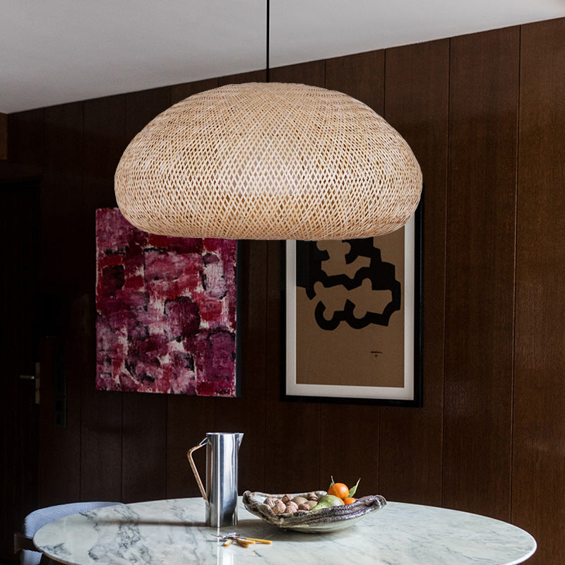 Beige Handmade Bamboo Pendant Light